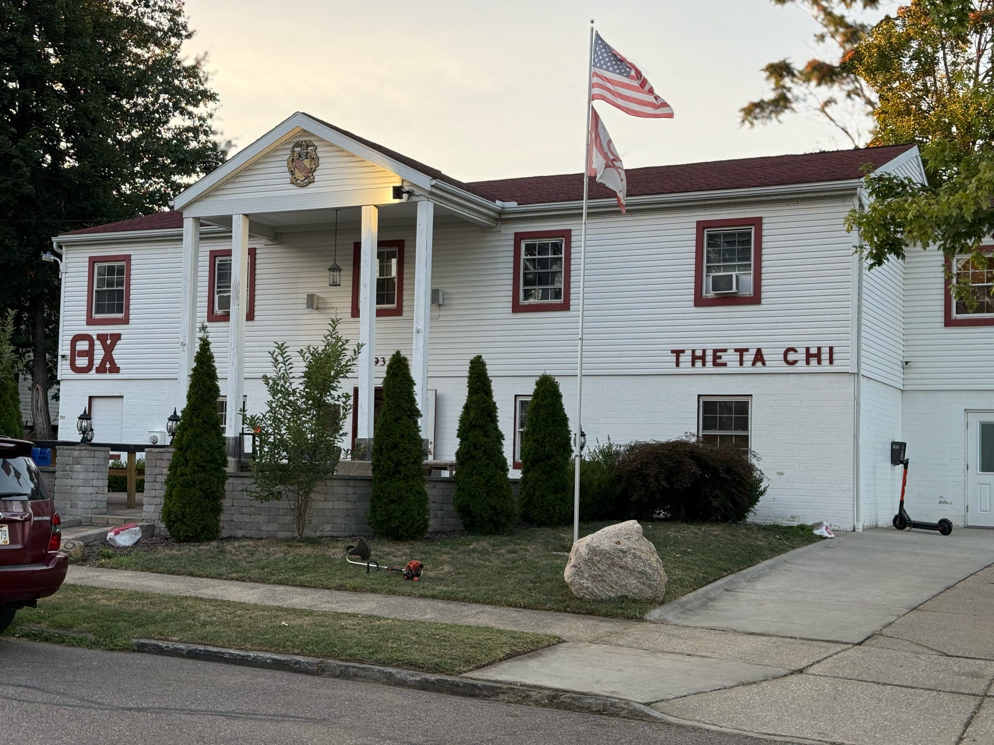 The Theta Chi Beta Lambda chapter house at 493 Vine Street, Akron