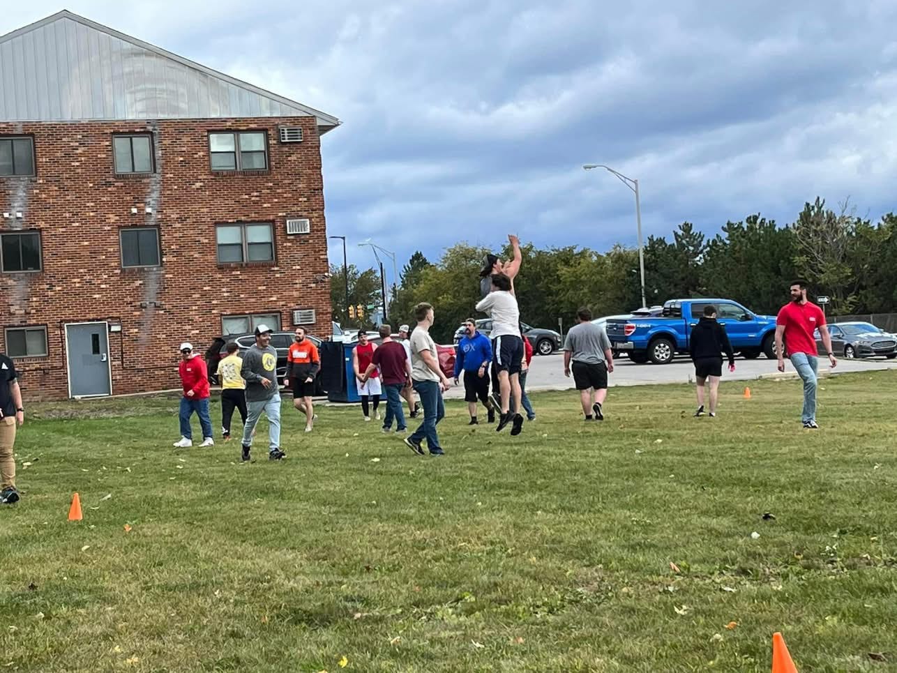 Brothers playing a field game