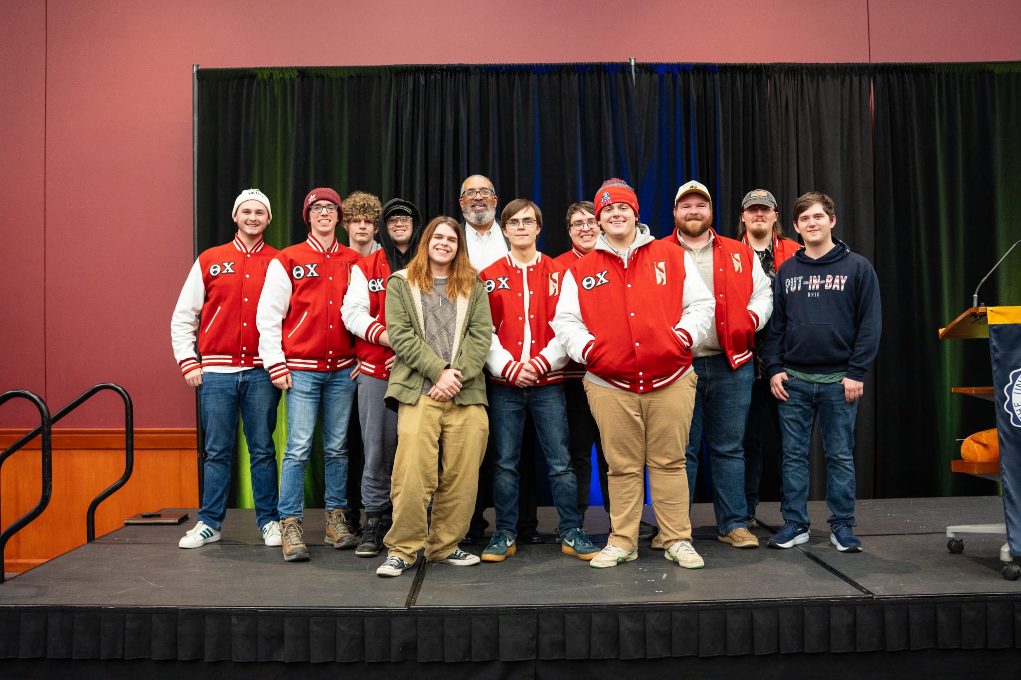 Chapter members in letter jackets